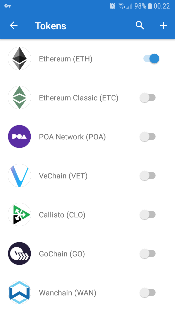 Add Ethereum Classic blockchain tokens to the Trust digital wallet